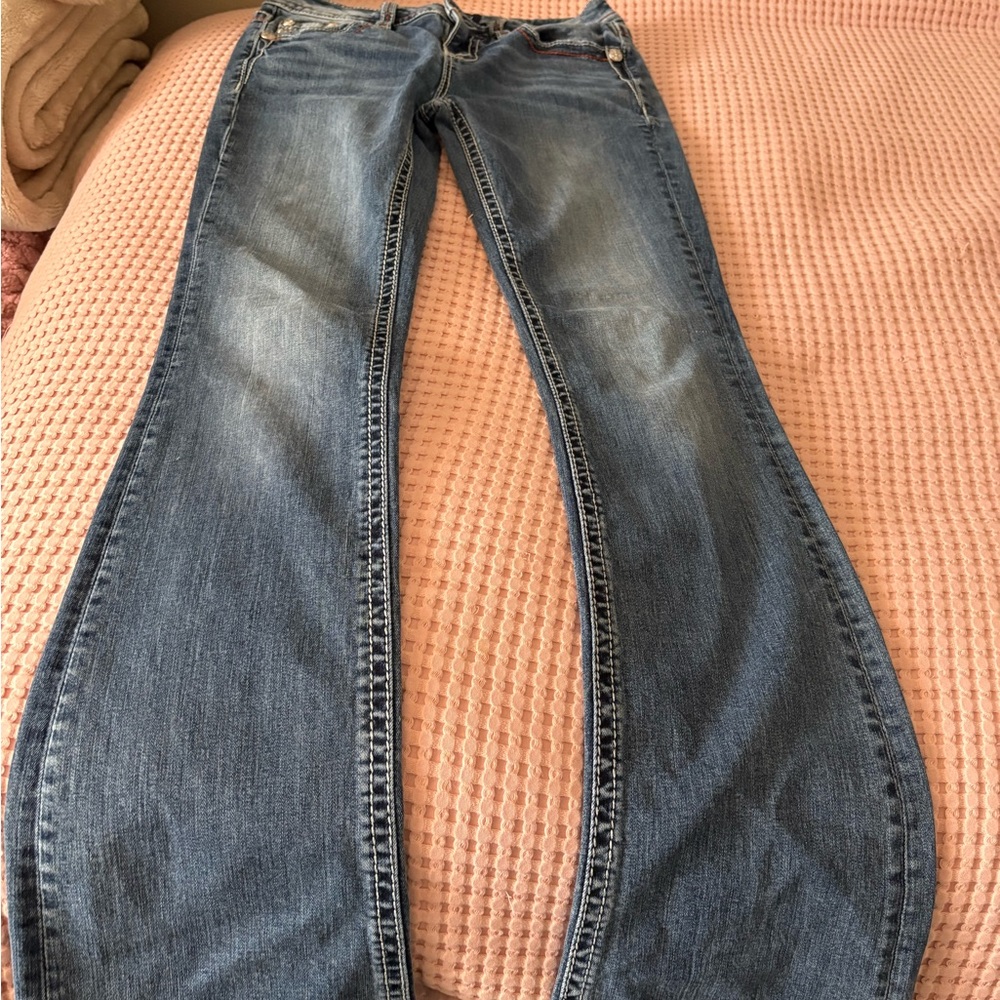 Miss Me Light Blue Flare Jeans size 27 perfect to use with boots or booties.